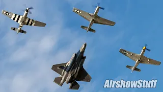 F-35 + P-51 Mustangs - Mini-Demo and Heritage Flight - EAA AirVenture Oshkosh 2022