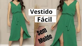 Vestido para Iniciantes! Super Fácil. Corte e Costura sem moldes.