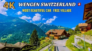 Wengen Switzerland🇨🇭Walking Tour - The Most beautiful Swiss villages in 4K HDR 60fps  2023