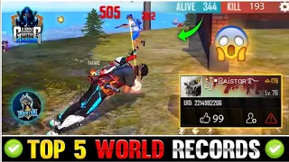 TOP 5 WORLD RECORD IN FREE FIRE⚡⚡ | RAISTAR WORLD RECORD