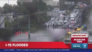 San Diego Storm Update 1:30PM | Northbound I-15 flooded at 32nd Street
