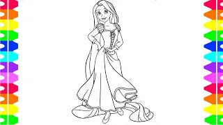 Rapunzel Princess drawing, Let's Draw and color together, Easy Step by Step