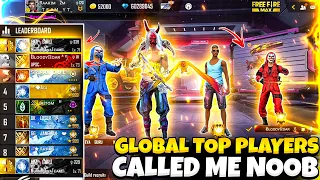 GLOBAL TOP 1 Player Called Me NOOB 😡🤬 - आजा 1v4 में । औकात की बात । Garena Free fire