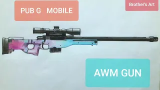How to draw a realistic AWM gun drawing (Brother's Art).