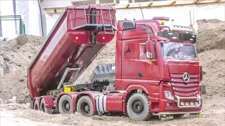 Fantastic RC Trucks! Huge and heavy Excavator! RC-Glashaus Action!