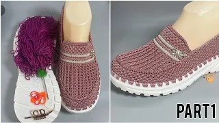 Amazing​ 💯😍 Easy​ Beautiful​ Lady​ Sneaker Knitting​ Hand​work​ Full​ Video​ #P1