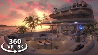360 VR - Tropical Yacht | Day & Night Relaxing Ambience Experience | Ocean Waves & Nature Sounds 8K