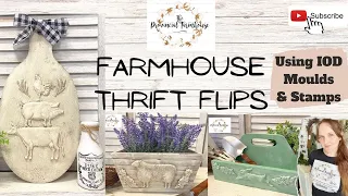 Farmhouse Thrift Flips using IOD Moulds & Stamps