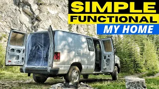 SIMPLE No Build Van Conversion Tour | Tiny House on Wheels | Ford Econoline E150 E250 | #vanlife