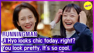 [HOT CLIPS][RUNNINGMAN]Ji Hyo looks chic today, right?You look pretty. It's so cool(ENGSUB)