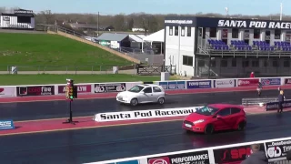 Twin Engine Vauxhall Corsa vs Ford Fiesta ST - 1/4 Mile Drag Race