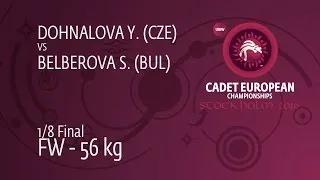 1/8 FW - 56 kg: S. BELBEROVA (BUL) df. Y. DOHNALOVA (CZE), 8-2