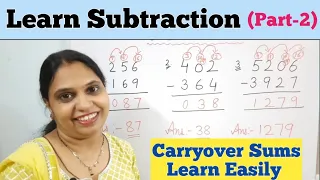 Learn Carryover Subtraction Easily (Part 2) | Subtraction of 2 digit 3 DIGIT and Carryover sums