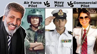 Air Force Pilot VS Navy Pilot VS Commercial Pilot | By Anurag Aggarwal Hindi | #pilot #airlines