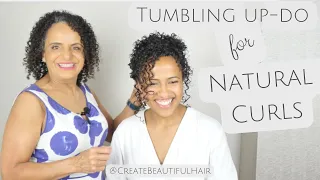 Tumbling Up-do for Natural Curls. Bridal & Special Occasion hairstyle for naturally curly hair