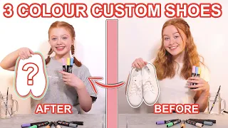 TWIN TELEPATHY 3 COLOR CUSTOM PAINTING SHOES *DIY Shoe Art Makeover Challenge | Ruby and Raylee