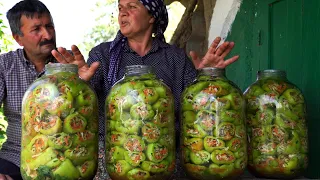 Harvesting and Pickling Stuffed Bell Peppers from our Garden