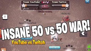THIS 50 vs 50 YOUTUBE VS TWITCH VIEWER WAR WAS INSANE! - Clash of Clans