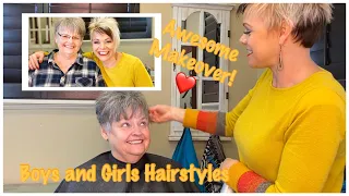 Gray Hair Transformation: Stunning Long to Short Haircut Tutorial