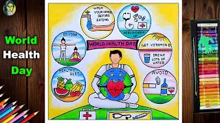 World Health Day Drawing Easy | World Health Day Poster Drawing | Health Day Drawing