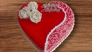 Valentine's special Red velvet cake.  How to make round to heart shape cake। Anniversary cake design