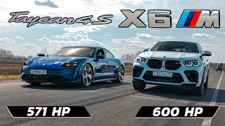 BMW X6M vs Porsche Taycan 4S vs Tesla 3 Performance