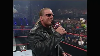 Vince McMahon has a big announcement, which concerned Triple H. WWE Monday Night RAW. March 20, 2000