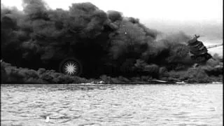 Japanese planes attack Pearl Harbor in Hawaii, USA. HD Stock Footage