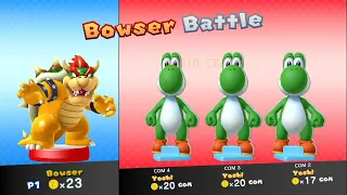 Mario Party 10 - Amiibo Party - Amiibo Bowser vs 3 Player Amiibo Yoshi (Bowser Board)