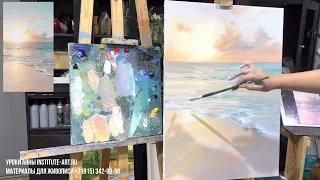 Видеоурок Анны Мараткановой "Нежное море" / Живопись маслом для начинающих / Научиться рисовать море