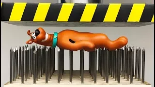 EXPERIMENT Stretch Scooby Doo vs Nail Bed (HYDRAULIC PRESS 100 TON)