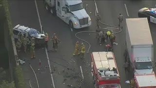 1 dead, 5 injured during wrong-way crash on the 101 Freeway in Encino