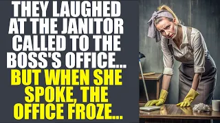 They Laughed At The Janitor Called To The Boss's Office...But When She Spoke, The Office Froze...