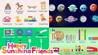 Kids learning lesson kitchen, stationery and planet | Educational video for kids