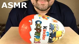 ASMR GIANT KINDER SURPRISE EGG MINIONS (Eating Sounds) Mukbang *NO TALKING*