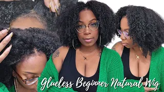 No Leave Out! NATURAL Hair T-Part Wig Install for Beginners 4c Edges Kinky Curly Hair HerGivenHair