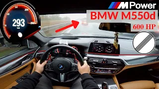 BMW M 550d - 293M/H on AUTOBAHN Topspeed German 4K