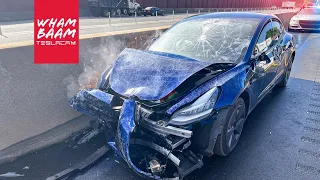 INSANE HIGHWAY CRASH CAUGHT ON TESLA DASHCAM