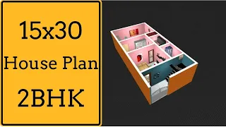 15x30 House Design 2 Rooms || 50 Gaj House Design || 15x30 House Plan