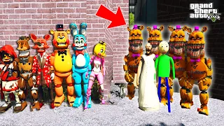 CAN CHICA and Nightmare ANIMATRONICS save Freddy from GRENNY AND BALDY GTA 5 MODS FNAF