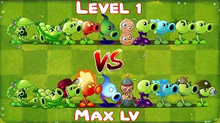 PvZ 2 All Peashooter Level 1 vs Max Level