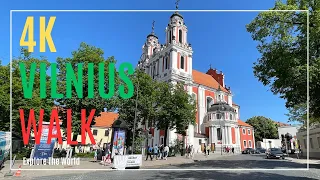 【4K】 Vilnius Walk - 1 Hour Tour through UNESCO Old Town in Street Music Day