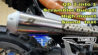 QD 2 into 1 Ducati Scrambler high mount stainless steel exhaust system : Sound test