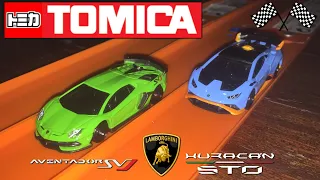 Tomica Drag Race | Lamborghini Huracan STO VS Lamborghini Aventador SVJ