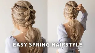 EASY BRAIDED PONYTAIL HAIRSTYLE SPRING 🌷 Wedding, Bridal, Long Hair