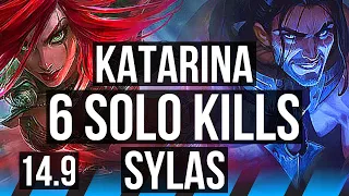 KATARINA vs SYLAS (MID) | 6 solo kills, 1000+ games, Godlike, 14/4/6 | BR Master | 14.9