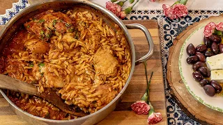 Greek Chicken & Orzo Youvetsi in One Pan!