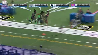 Simulcam of Isaiah Simmons' 4.39 40 yard dash with other dashes from 8 of the NFL's top stars