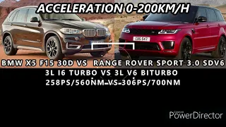 2018 RANGE ROVER SPORT 3.0 SDV6 306HP VS 2015 BMW X5 F15 XDRIVE 30D 258HP ACCELERATION 0-200KM/H