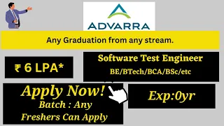 Advarra Off Campus Hiring | 6 LPA* | Software Test Engineer #jobforfresher #jobs #recruitment2023